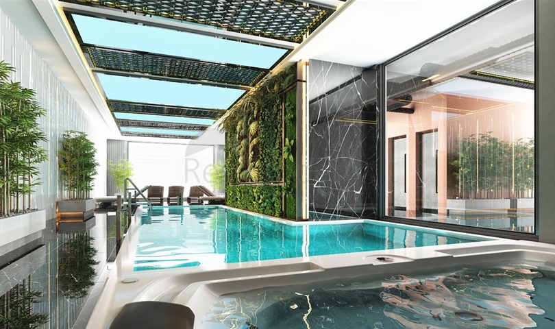 Wohnungen in einem Gebäudekomplex mit Hotelinfrastruktur im Bezirk Avsallar 