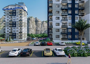 Wohnungen in einem Gebäudekomplex mit Hotelinfrastruktur im Bezirk Avsallar 