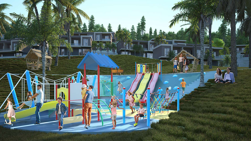 Ein neues Investitionsprojekt, umgeben von Wäldern in der Baugrubenphase in der Region Bogazici