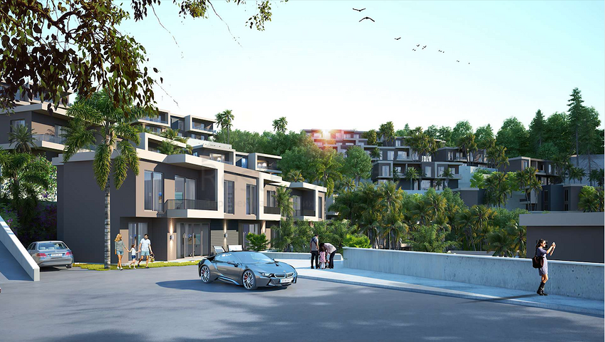 Ein neues Investitionsprojekt, umgeben von Wäldern in der Baugrubenphase in der Region Bogazici