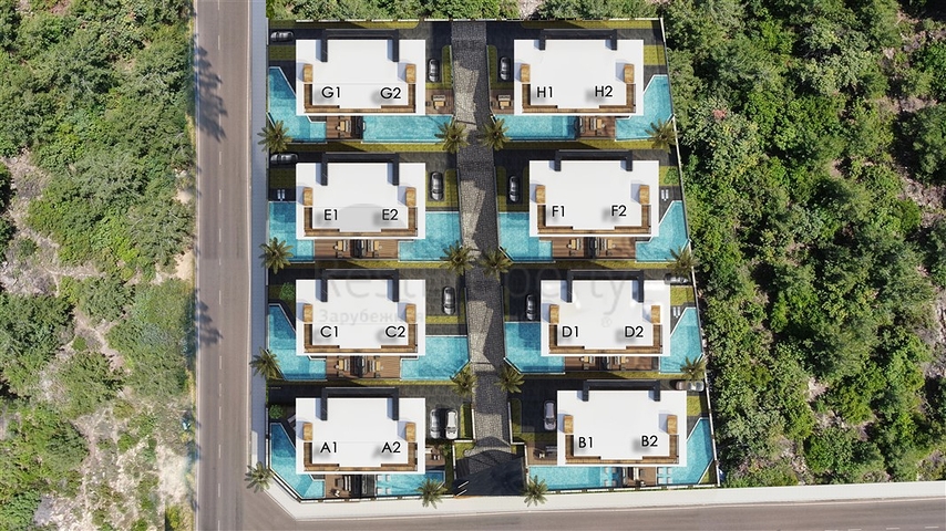 Das Projekt der Premium-Villen im Bezirk Oba