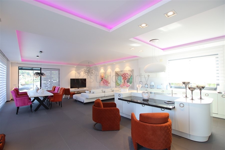 Schicke 4+1-Villa mit neuen Möbeln im modernen Stil 