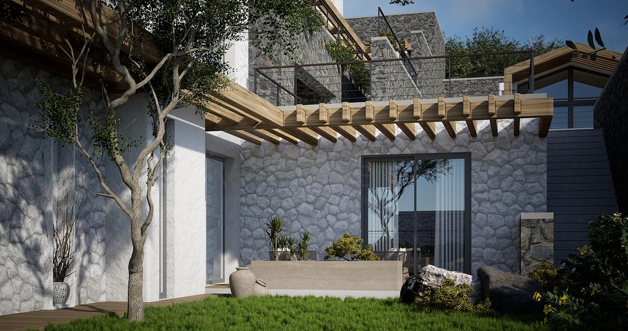 Freistehende Villen mit einzigartiger Architektur im Stadtteil Gümüslük