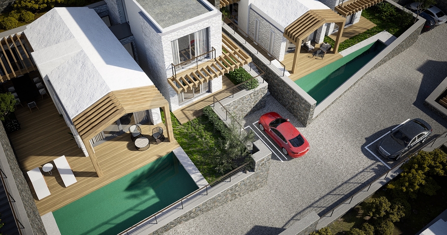 Freistehende Villen mit einzigartiger Architektur im Stadtteil Gümüslük