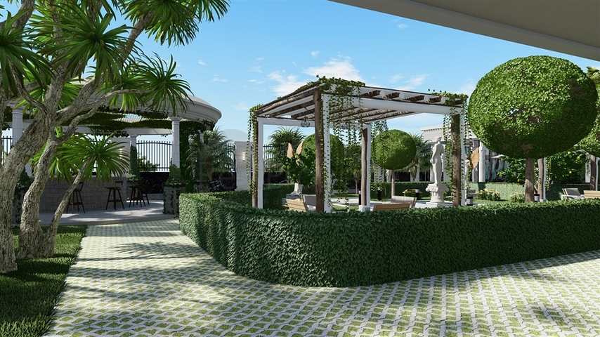 Luxus-Wohnanlage in der Nähe des Meeres in der Anfangsphase des Baus