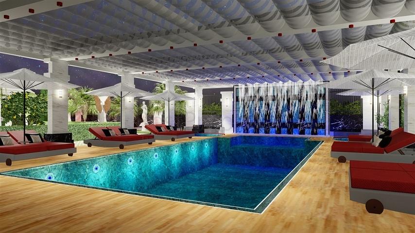 Luxus-Wohnanlage in der Nähe des Meeres in der Anfangsphase des Baus