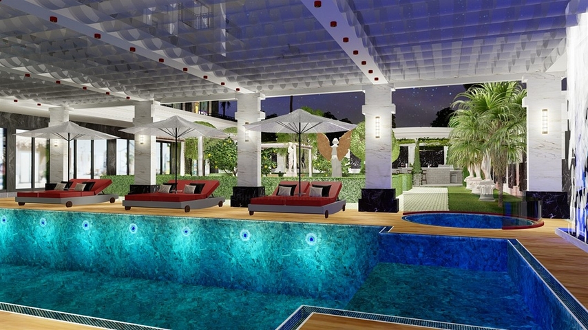 Luxus-Wohnanlage in der Nähe des Meeres in der Anfangsphase des Baus