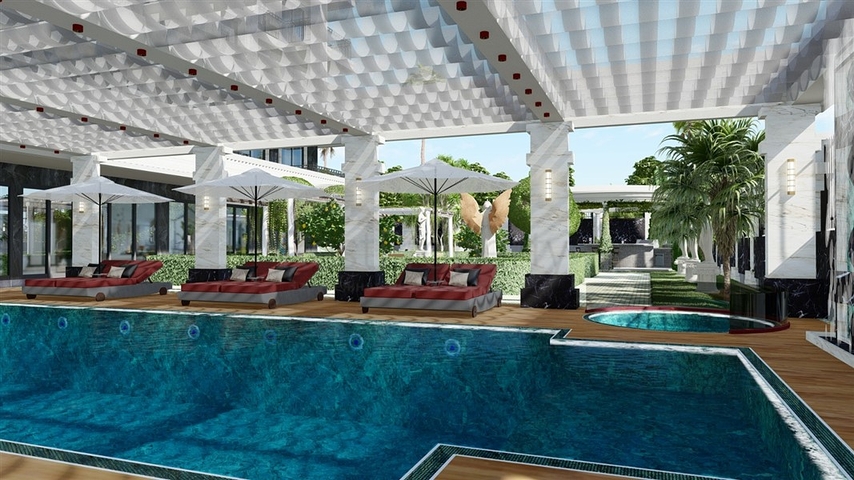 Luxus-Wohnanlage in der Nähe des Meeres in der Anfangsphase des Baus