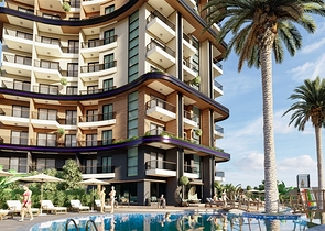 2+1 Wohnung während der Bauphase im Stadtteil Mahmutlar