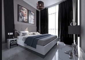 2+1 Wohnung während der Bauphase im Stadtteil Mahmutlar