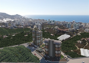 2+1 Wohnung während der Bauphase im Stadtteil Mahmutlar