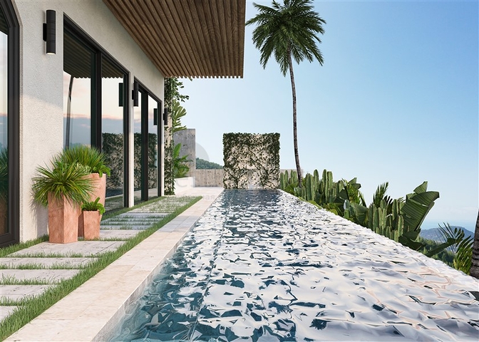 Premium-Segment-Projekt mit Panoramablick auf das Meer und die Halbinsel Alanya