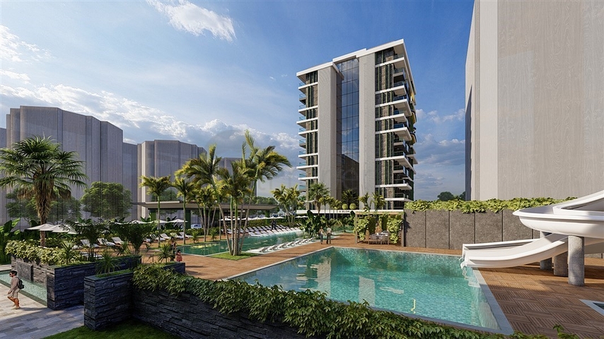 1+1 Wohnung an der ersten Küste in einem Komplex mit der gesamten Infrastruktur