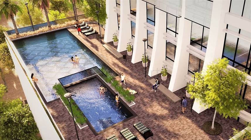 der 29-stöckige Komplex im belebten Viertel von Dubai- Jumeirah Village Triangle