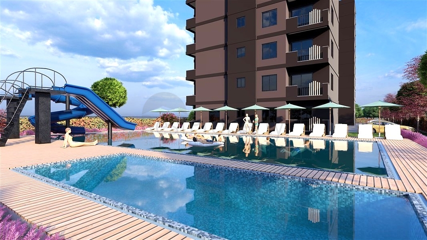 Wohnungen in einem im Bau befindlichen Komplex in der Nachbarschaft von Cesmeli