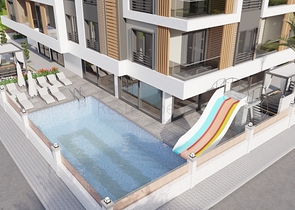 2+1 Wohnung in einem neuen Komplex, nur 600 Meter vom Meer entfernt