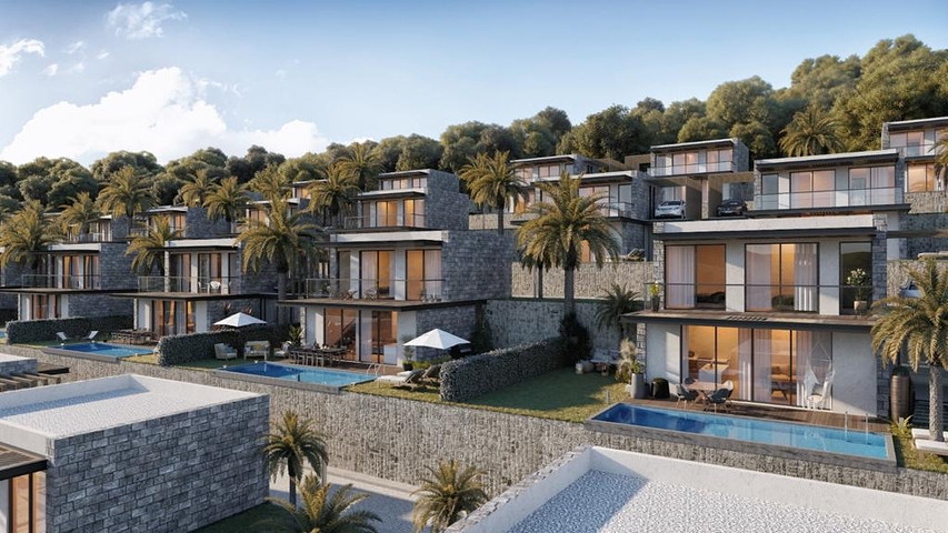 Ein Komplex von Villen in modernem Design in der Altstadt von Bodrum.