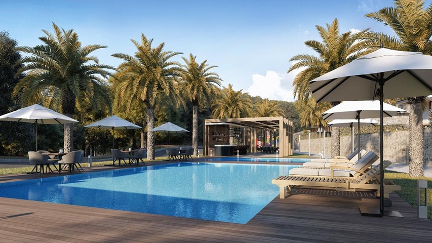 Ein Komplex von Villen in modernem Design in der Altstadt von Bodrum.