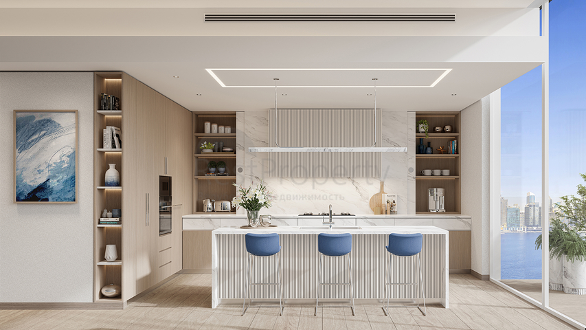 Immobilien in einer Wandergasse entlang des Kanals in der Business Bay