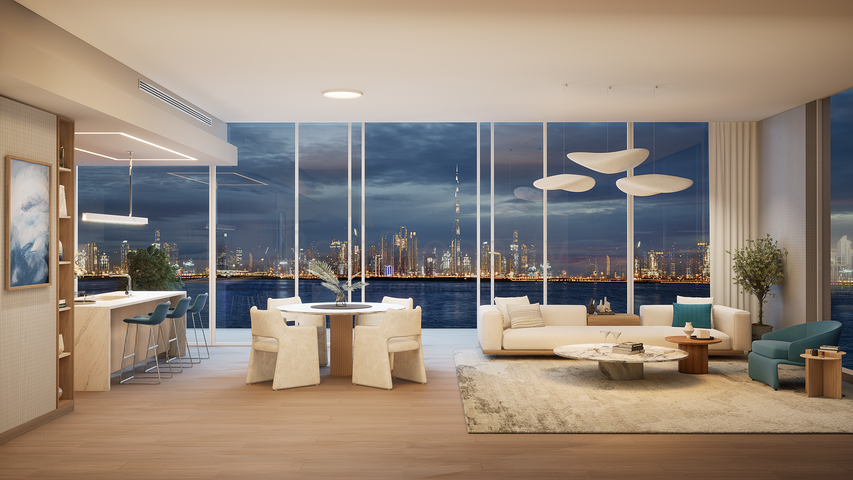 Immobilien in einer Wandergasse entlang des Kanals in der Business Bay