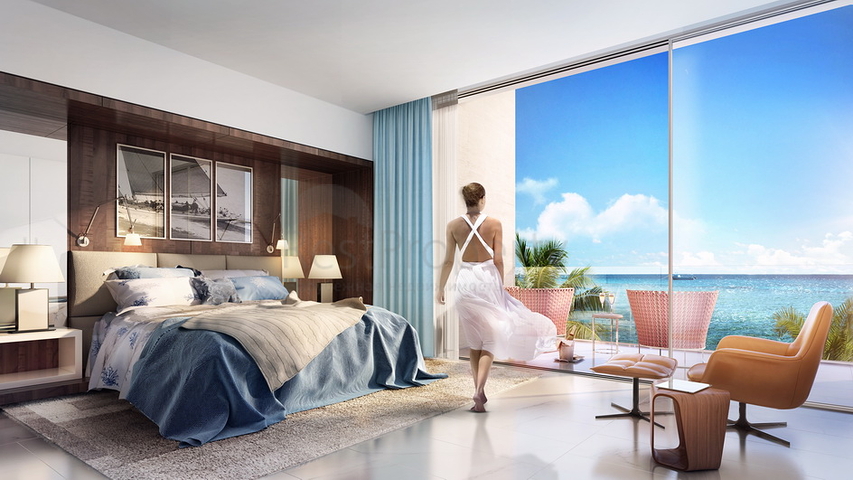 Häuser mit privaten Pools und Stränden auf dem Mir-Archipel in Dubai