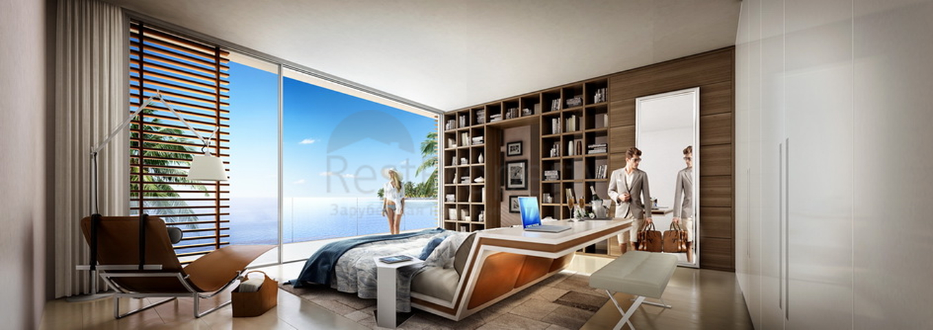 Häuser mit privaten Pools und Stränden auf dem Mir-Archipel in Dubai