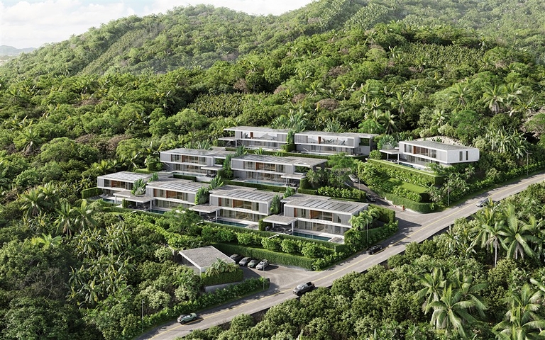 Ein Komplex von Villen in einem paradiesischen Ort 