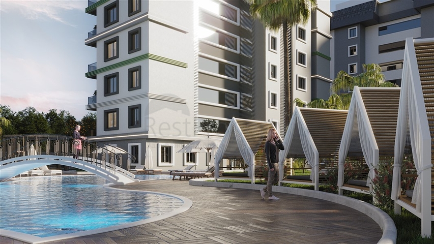 1+1 Wohnung im grünen Viertel von Avsallar