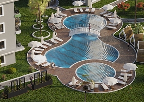 1+1 Wohnung im grünen Viertel von Avsallar