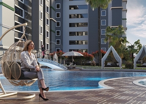 1+1 Wohnung im grünen Viertel von Avsallar