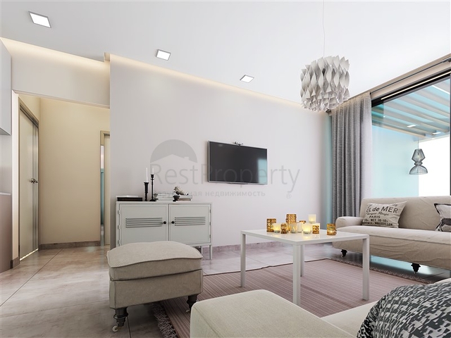 Das 2+1 Apartment verfügt über eine eigene Terrasse, 100 m vom Meer entfernt