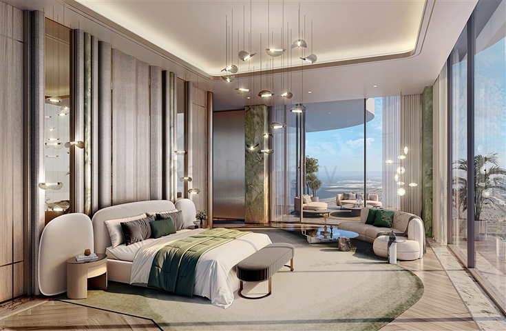 Apartment mit Blick auf den Burj Khalifa und Pools in Dubai