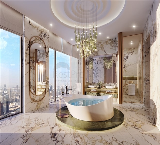 Apartment mit Blick auf den Burj Khalifa und Pools in Dubai