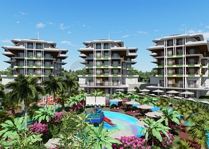 Zweizimmerwohnung im exklusiven Komplex des Bezirks Oba.