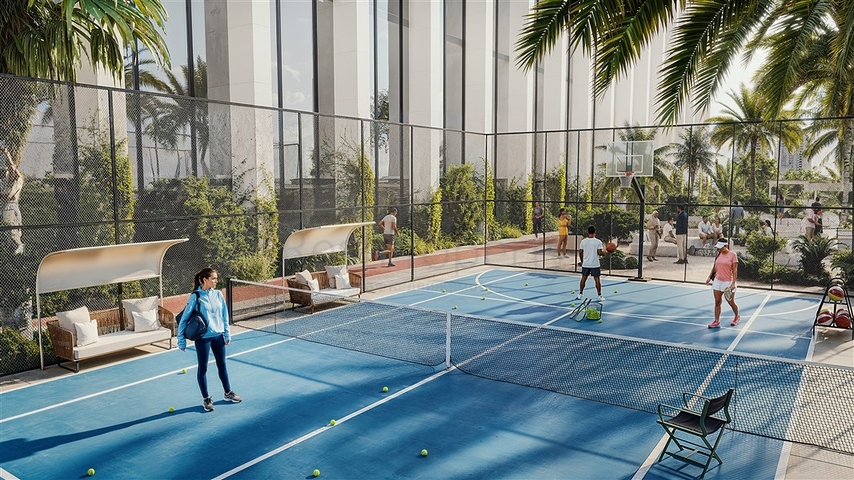 Luxuswohnungen mit Blick auf die Stadt in einem Wolkenkratzer in Dubai