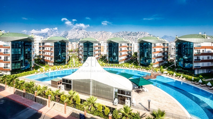 Wohnung 2+1 in einem Hotelplankomplex, 5 Minuten vom Meer entfernt