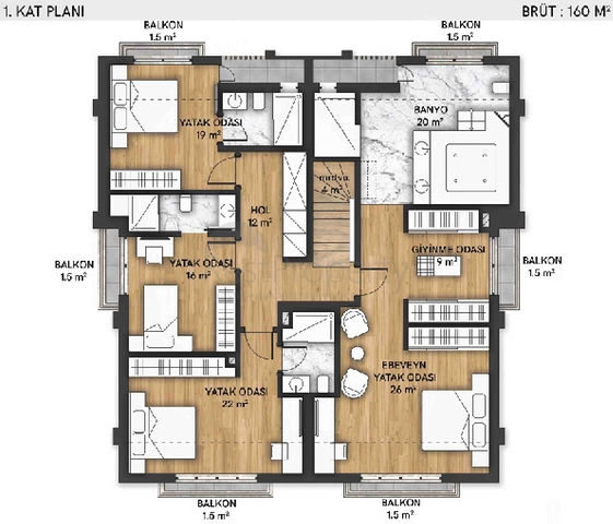 Villen im 5+1-Komplex in Lara - Antalya 