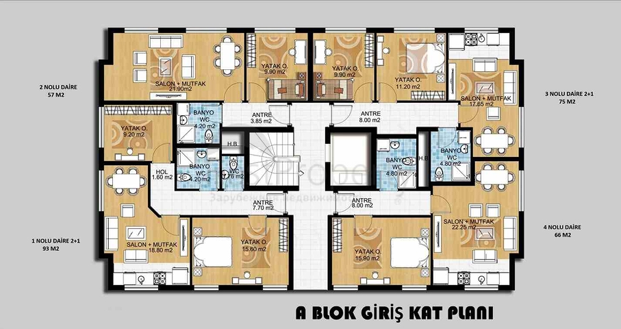 2+1 und 3+1 Wohnungen in der Wohngegend Gebizli - Antalya 