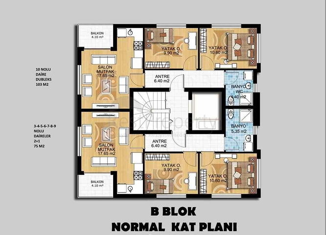 2+1 und 3+1 Wohnungen in der Wohngegend Gebizli - Antalya 