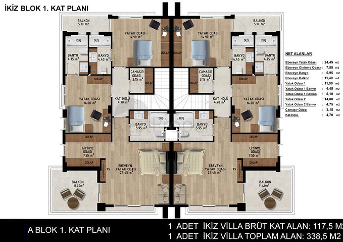 4+1- und 6+1-Villen in der Region Doshemealty - Antalya 