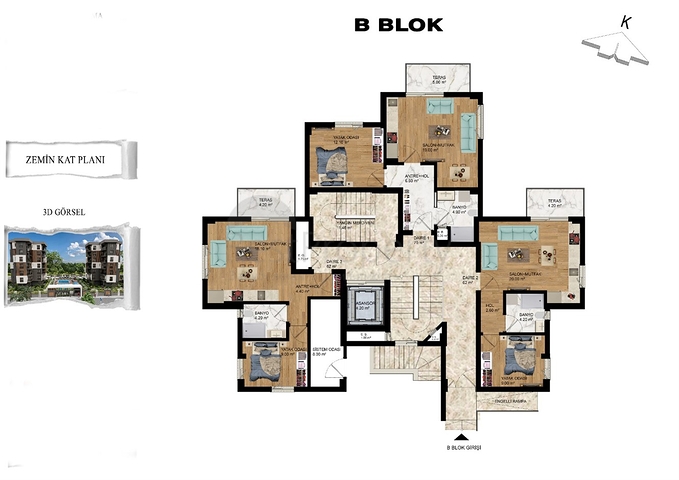 Wohnungen planen 1+1,2+1 im Stadtteil Kepez - Antalya 