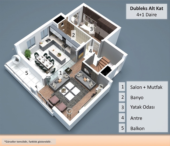 Apartments mit 2+1 , 4+1 und 5+1 Duplex im Zentrum von Antalya 