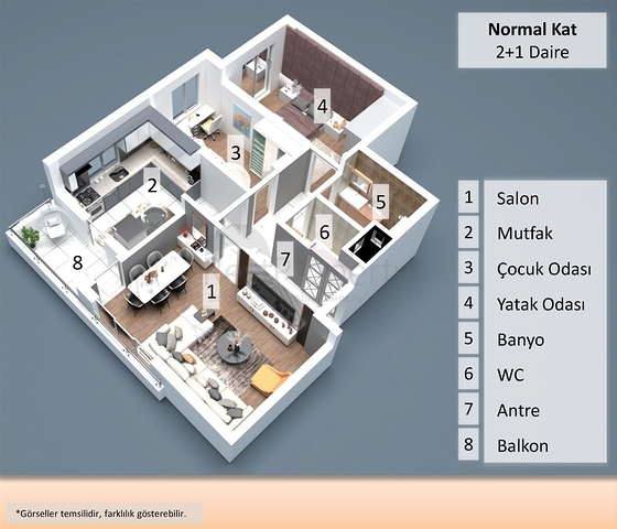 Apartments mit 2+1 , 4+1 und 5+1 Duplex im Zentrum von Antalya 