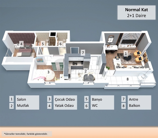 Apartments mit 2+1 , 4+1 und 5+1 Duplex im Zentrum von Antalya 