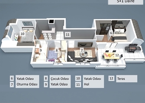 Apartments mit 2+1 , 4+1 und 5+1 Duplex im Zentrum von Antalya 