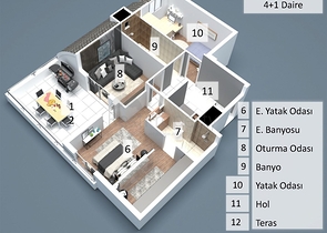 Apartments mit 2+1 , 4+1 und 5+1 Duplex im Zentrum von Antalya 