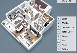 Apartments mit 2+1 , 4+1 und 5+1 Duplex im Zentrum von Antalya 
