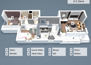 Apartments mit 2+1 , 4+1 und 5+1 Duplex im Zentrum von Antalya 