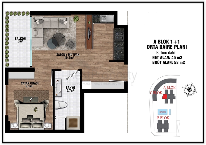 Investitionsprojekt im Wohnbezirk Altyntasch - Antalya 