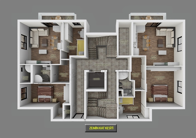 3+1-Apartments im Stadtteil Kepez - Antalya 